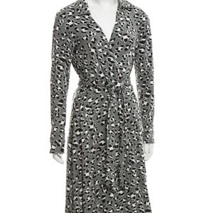 Diane von Furstenberg Gray Leopard Wrap Dress